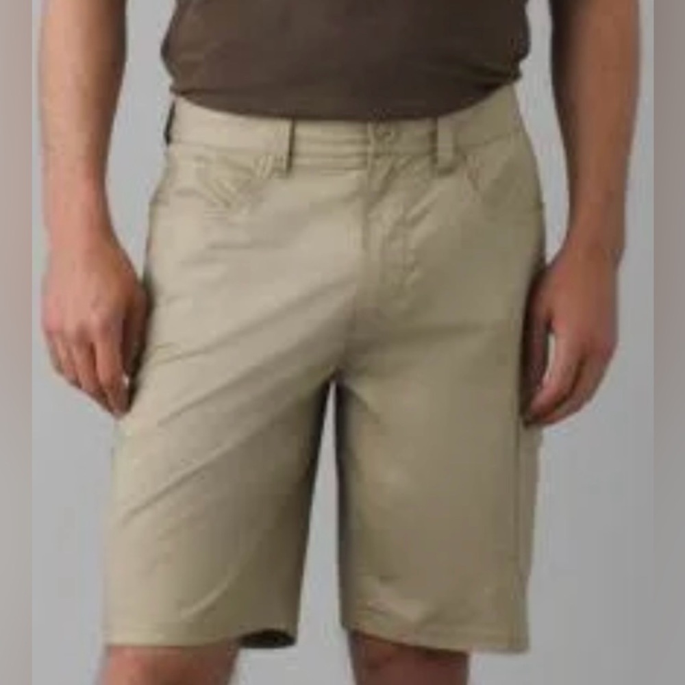 NWT Prana Men’s Double Peak Short Sz 34 10” inseam Sandbar Khaki UPF 50+